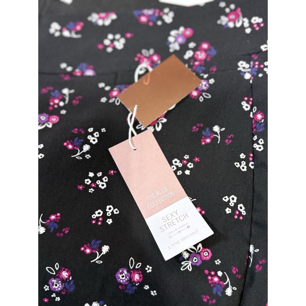 Lane Bryant The Allie Skinny Ankle Pants Women 16 Reg Black Floral Stretch NWT - Picture 2 of 10